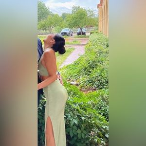 Princess Polly Green Shimmer Dress